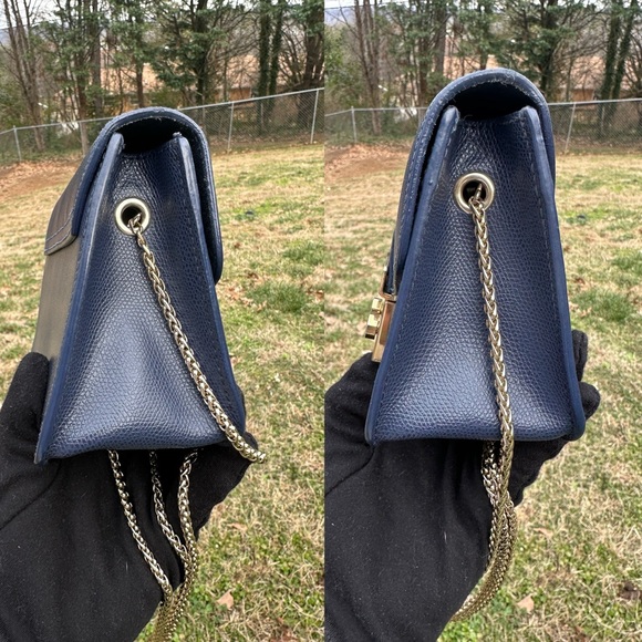 Furla Metropolis Leather Crossbody Shoulder Bag Gold Chainlink Strap - Picture 9 of 10